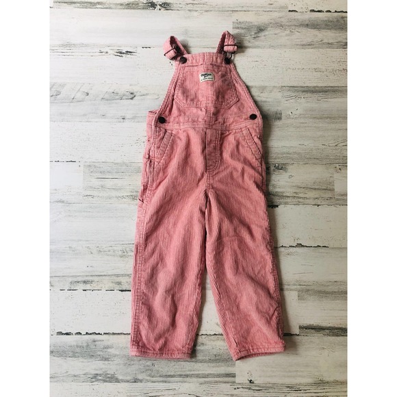 Vintage Pink Corduroy OshKosh B’Gosh Overalls 4T EUC - Picture 1 of 4